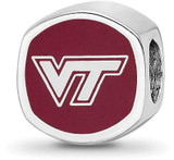 Image of Sterling Silver Virginia Tech VT Cushion Shaped Double Logo Bead by LogoArt