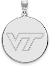 Image of Sterling Silver Virginia Tech XL Disc Pendant by LogoArt (SS068VTE)