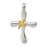 Image of Sterling Silver w/ Gold-Plated Dove Cross Pendant