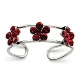 Image of Sterling Silver w/ Red Stellux Crystal Floral Flower Design Toe Ring