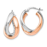 Image of 21mm Sterling Silver w/ Rose Gold-Plated Double Hoop Earrings QLE261