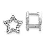 Image of Sterling Silver Yellow Enamel Star Synthetic Crystal Hinged Reversible Earrings
