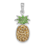 Image of Sterling Silver Yellow/ Green Preciosa Crystal Pineapple Pendant