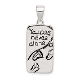 Image of Sterling Silver You Are Never Alone Antiqued Footprint Pendant