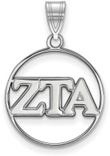 Image of Sterling Silver Zeta Tau Alpha Small Circle Pendant by LogoArt (SS011ZTA)