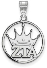 Image of Sterling Silver Zeta Tau Alpha Small Circle Pendant by LogoArt (SS041ZTA)