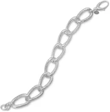 Image of Textured Chunky Oval Link Bracelet 925 Sterling Silver - LIMITED STOCK
