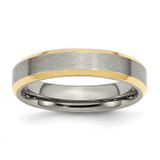 Image of Titanium 5mm Yellow IP-plated Beveled Edge Brushed/Polished Band Ring