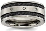 Image of Titanium Black IP-plated Cable and Diamonds 10mm Brushed Band Ring