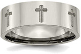 Image of Titanium Flat 8mm Laser Design Polished Band Ring TB3D