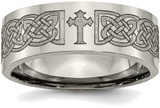 Image of Titanium Flat 8mm Laser Design Polished Band Ring TB3K