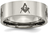 Image of Titanium Flat 8mm Laser Design Polished Band Ring TB3M
