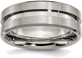 Image of Titanium Grooved 8mm Brushed and Polished Band Ring TB180