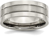 Image of Titanium Grooved 8mm Brushed and Polished Band Ring TB189