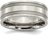 Image of Titanium Grooved 8mm Brushed and Polished Band Ring TB203