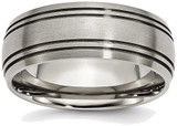 Image of Titanium Grooved 8mm Satin Band Ring