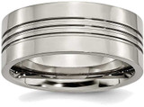 Image of Titanium Grooved 9mm Polished Band Ring