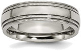 Image of Titanium Grooved and Beaded Edge 6mm Polished Band Ring