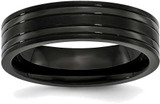 Image of Titanium Grooved Black IP-plated 6mm Brushed and Polished Band Ring