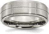 Image of Titanium Grooved Ridged Edge 8mm Satin and Polished Band Ring