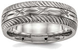 Image of Titanium Polished Diamond-Cut Ring