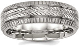 Image of Titanium Polished Grooved and Textured Ring