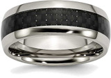 Image of Titanium Polished w/Black Carbon Fiber Inlay 8mm Band Ring