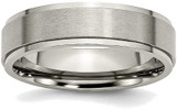 Image of Titanium Ridged Edge 6mm Brushed and Polished Band Ring
