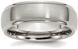 Image of Titanium Ridged Edge 7mm Brushed and Polished Band Ring TB37