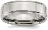 Image of Titanium Ridged Edge 7mm Polished Band Ring