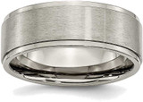 Image of Titanium Ridged Edge 8mm Brushed and Polished Band Ring TB198