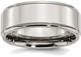 Image of Titanium Ridged Edge 8mm Polished Band Ring
