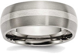 Image of Titanium w/ Sterling Silver Inlay 8mm Brushed Band Ring TB80