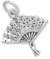 Image of Victorian Fan Charm 925 Sterling Silver