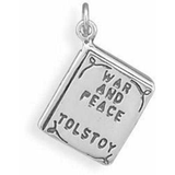 Image of War and Peace Book Charm 925 Sterling Silver