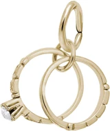 Image of Wedding Rings Charm w/ White Synthetic Crystal (Choose Metal) by Rembrandt