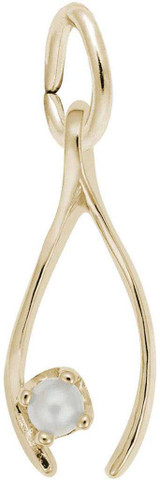 Image of Wishbone w/ Simulated Pearl Charm (Choose Metal) by Rembrandt