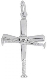 Image of Baseball Bat Cross Charm (Choose Metal) by Rembrandt