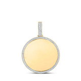 Image of 14kt Yellow Gold Mens Round Diamond Memory Circle Charm Pendant 5 Cttw