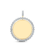 Image of 10kt Yellow Gold Mens Round Diamond Double Side Memory Circle Charm Pendant 4-5/8 Cttw