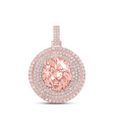 Image of 10kt Rose Gold Mens Round Diamond Lion Face Charm Pendant 2-1/2 Cttw