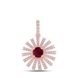 Image of 14kt Rose Gold Womens Round Ruby Diamond Circle Pendant 4 Cttw