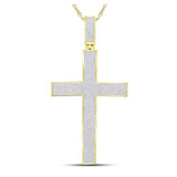 Image of 10kt Yellow Gold Mens Round Diamond Cross Charm Pendant 2-1/5 Cttw