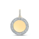 Image of 10kt Yellow Gold Mens Baguette Diamond Memory Circle Charm Pendant 1-1/2 Cttw