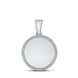 Image of 10kt White Gold Mens Round Diamond Memory Circle Charm Pendant 5/8 Cttw