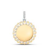 Image of 10kt Yellow Gold Mens Baguette Diamond Memory Circle Charm Pendant 1 Cttw