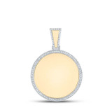 Image of 14kt Yellow Gold Mens Round Diamond Memory Circle Charm Pendant 1/2 Cttw