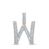 Image of 10kt Yellow Gold Mens Baguette Diamond Initial W Letter Charm Pendant 1 Cttw
