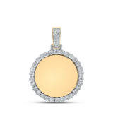 Image of 14kt Yellow Gold Mens Round Diamond Memory Circle Charm Pendant 3/4 Cttw