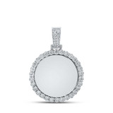 Image of 10kt White Gold Mens Round Diamond Memory Circle Charm Pendant 3/4 Cttw